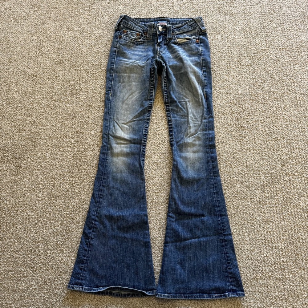 True Religion Brand Carrie Flare Bell Bottom Jeans Womens 26X32 Blue Low
